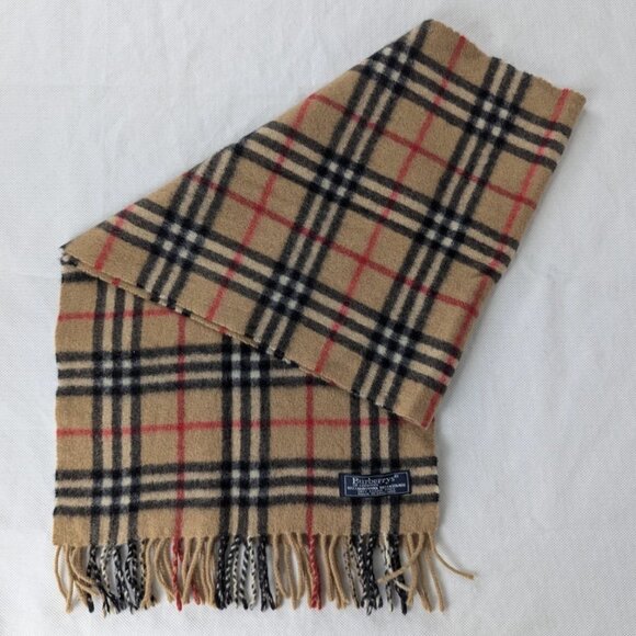 Burberry Unisex Scarf Beige 50%Cashmere 50%Lambswool Check – Stylish Winter Look - Picture 1 of 7